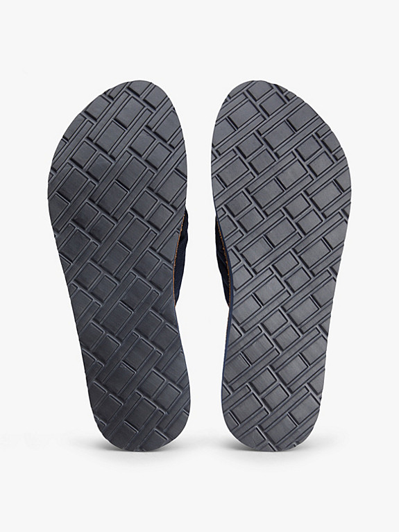 TH Monogram Plaque Hemp Flip-Flops | Blue | Tommy Hilfiger | Tommy Hilfiger UK