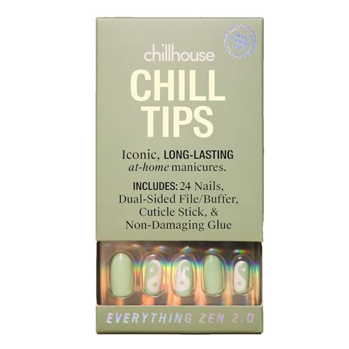 Chillhouse - Chill Tips, Press on Nails Kit - Everything Zen 2.0 (Oval) - 24 Nail Shapes & Sizes - Up to 3 Weeks of Wear - Customizable Fit - Reusable - Latina Founded, Women Owned - Beauty, Self Care | Amazon (US)