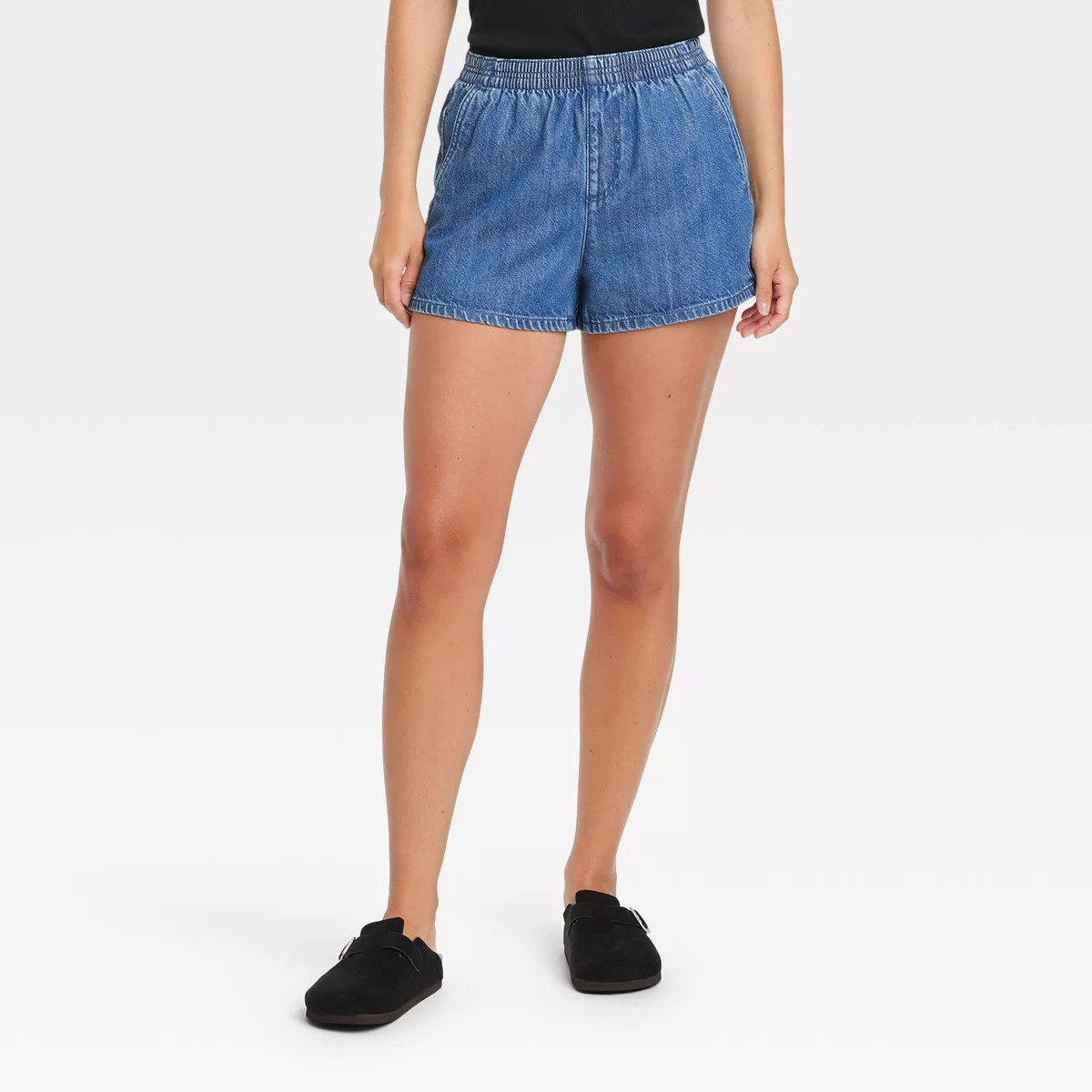Women's Mid-Rise Pull-On Shorts - Universal Thread™ Medium Wash XS: Relaxed Fit, Denim, Slash P... | Target