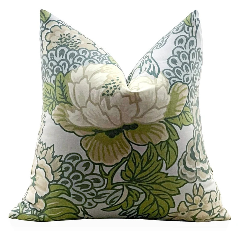 Thibaut Honshu Robins Egg Pillow Cover, Floral Pillow, Decorative Pillow, Lumbar Throw Pillows - ... | Etsy (Global)