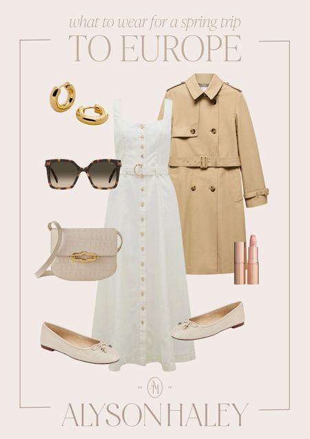 Spring trip to Europe outfit idea. I love this belted midi dress and classic trench coat perfect for a rainy spring day abroad. 

#LTKSeasonal #LTKstyletip #LTKtravel