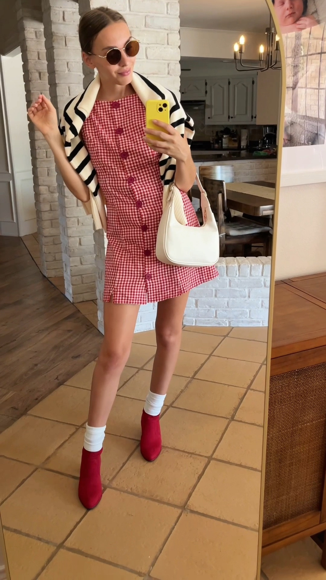 Send me to Paris in this red gingham mini dress 😍

5’7” - 126 lbs
Small in dress
Small in sweater

Bag is sold out in white but linked similar! 

Red checkered gingham button front mini dress, summer to fall transition outfits

#ginghamdress #vintagestyle #redbootsoutfit #reddressoutfit #crescentbag #falloutfitideas #minidressoutfits

#LTKVideo #LTKTravel #LTKSeasonal