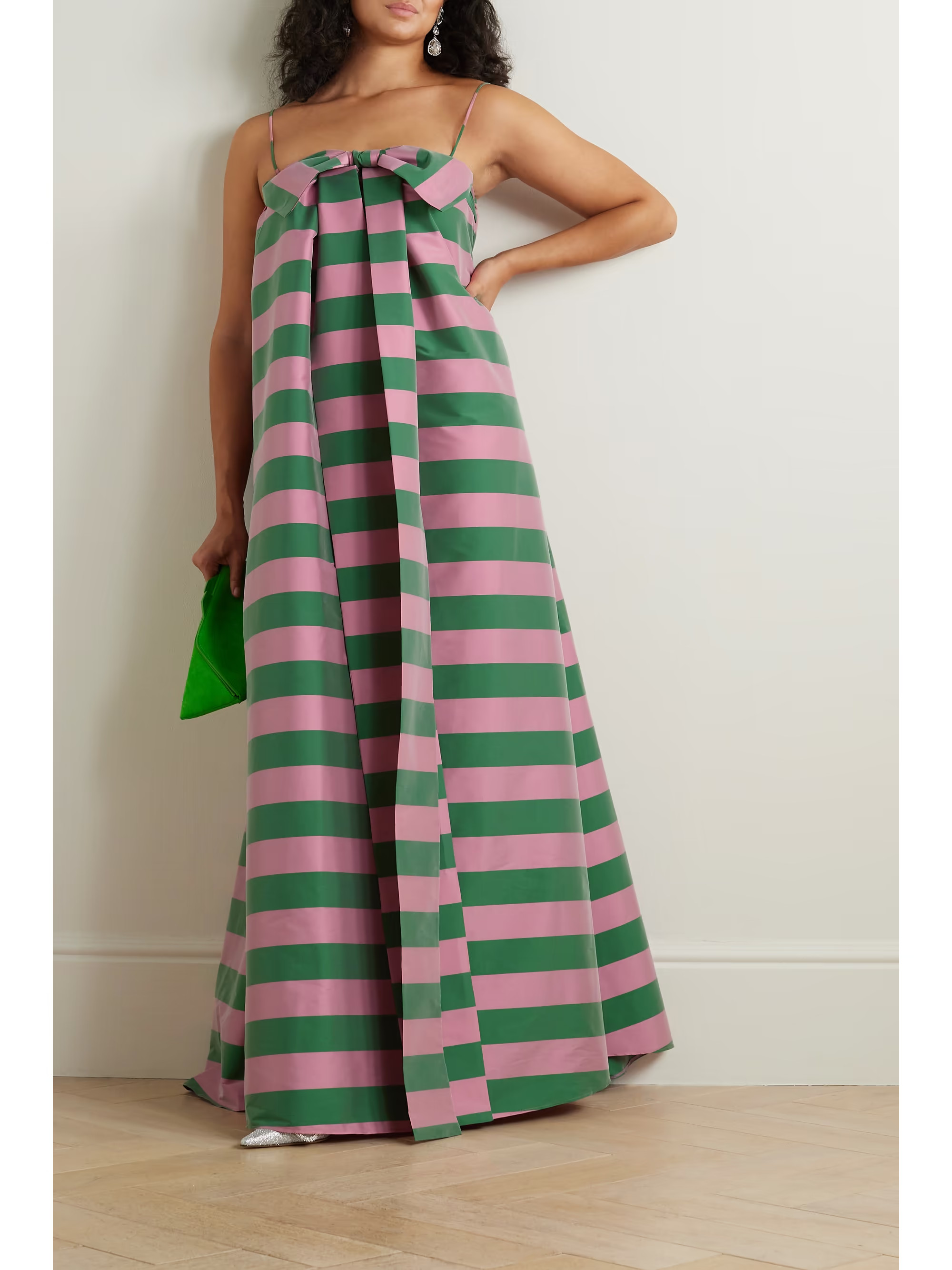Estelle bow-detailed striped taffeta gown | NET-A-PORTER (US)