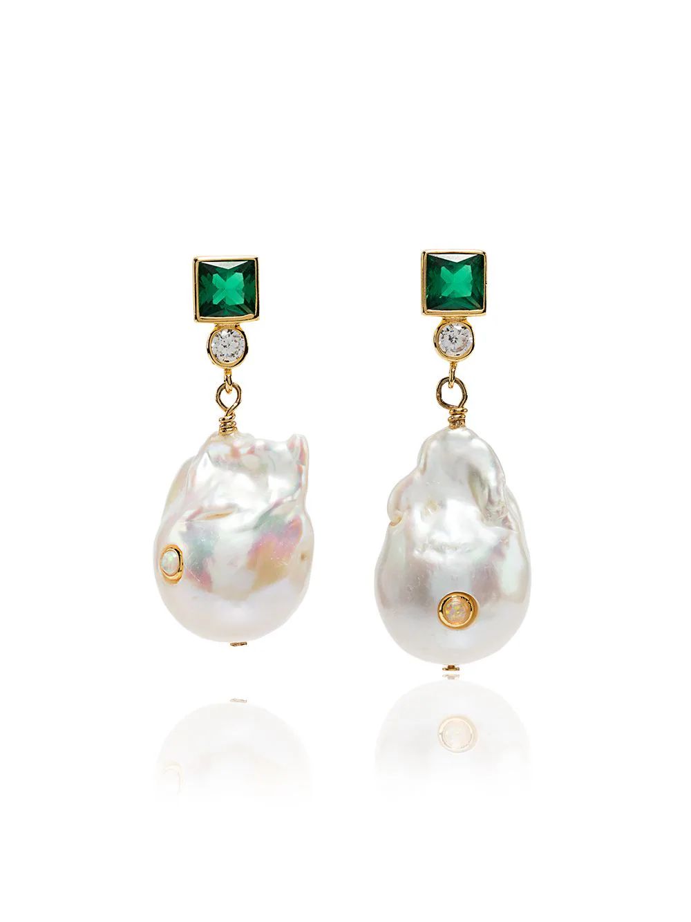 Anni Lu Green and White Pearl Agate Earrings | FarFetch Global