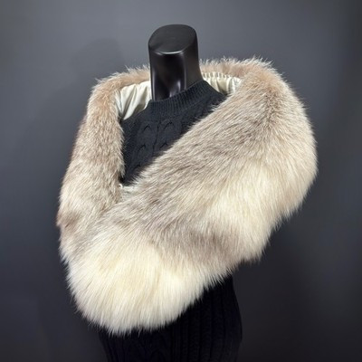 SAGA FOX Platinum Fox Real Fur Shawl Wrap Stole Women Luxury Timeless Elegant | eBay US