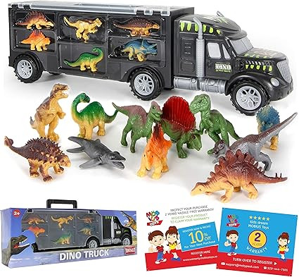 Dinosaur Truck Carrier – Dinosaur Toy for Boys, 12 Dinosaur Toys Playset – Toy Dinosaurs for ... | Amazon (US)