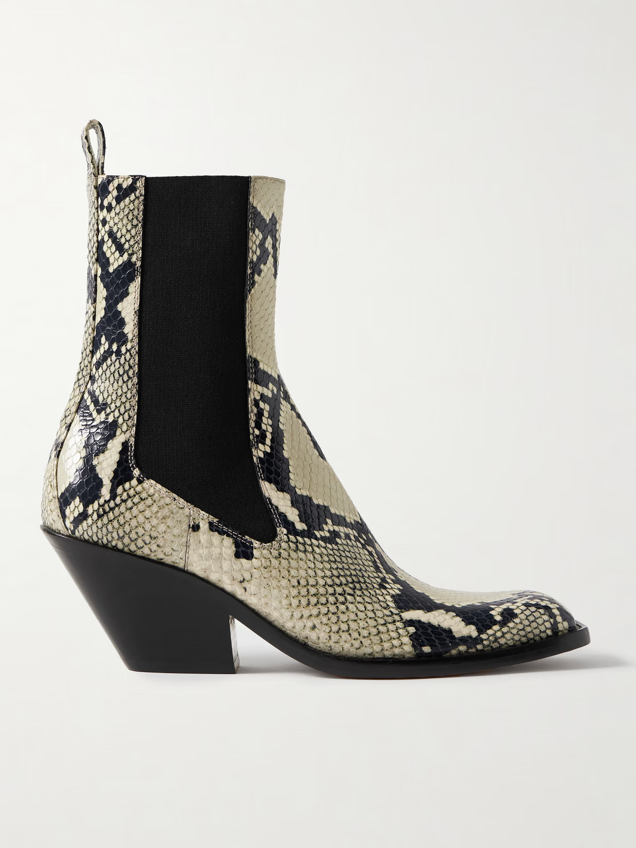 KHAITE - Austin Snake-effect Leather Ankle Boots - Animal print | NET-A-PORTER (US)