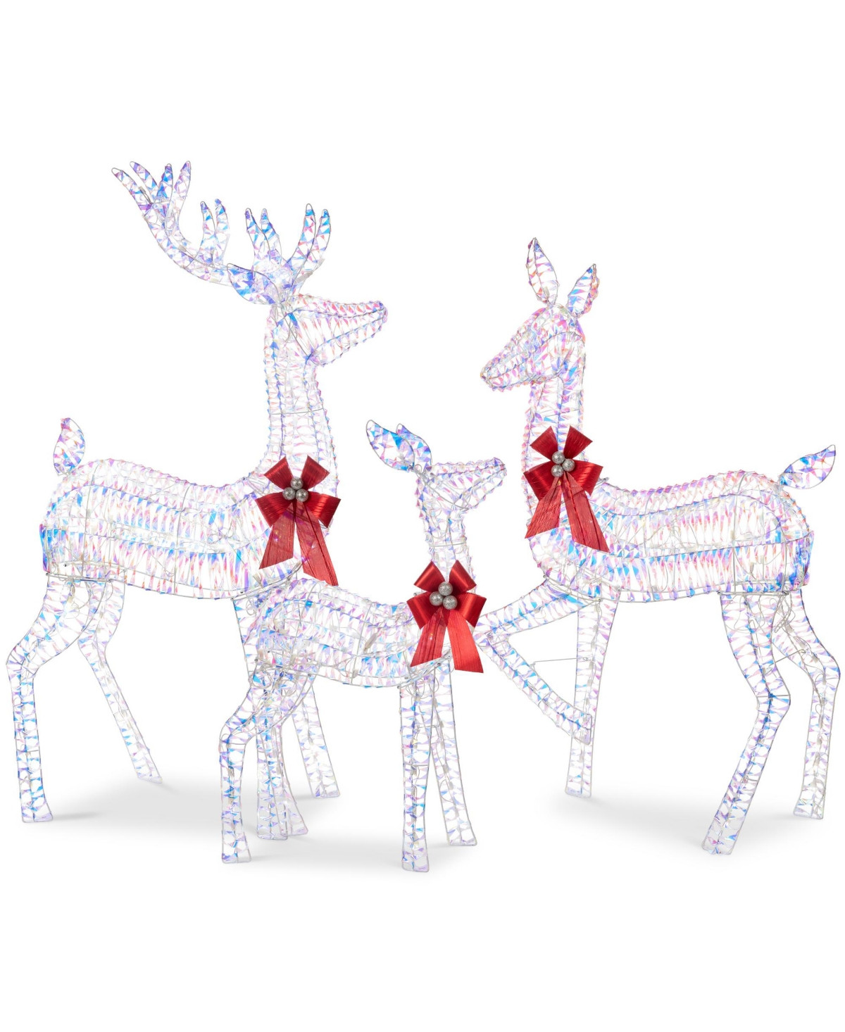Best Choice Products 3-Piece Lighted Christmas Deer Set Outdoor Yard Decoration with 360 Led Lights, Stakes - Iridescent | Macy's