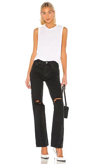 RE/DONE High Rise Loose in Washed Black With Rips from Revolve.com | Revolve Clothing (Global)