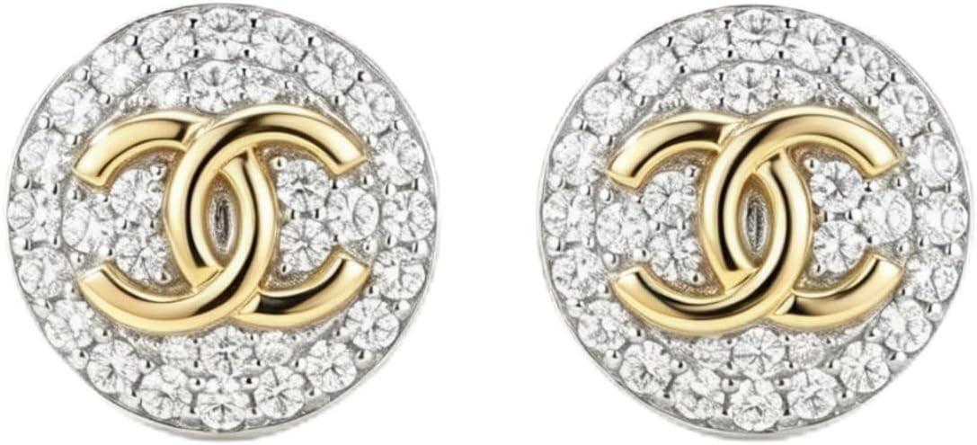 Designer Crystal Pavé Round Stud Earrings Gold Tone Fashion Jewelry | Designer-inspired round cr... | Amazon (US)