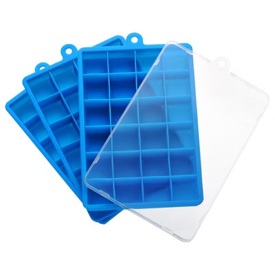Unique Bargains Silicone Easy Release Ice Cube Trays with Lids 11.5" x 18.5" Deep Blue 3 Pcs | Target