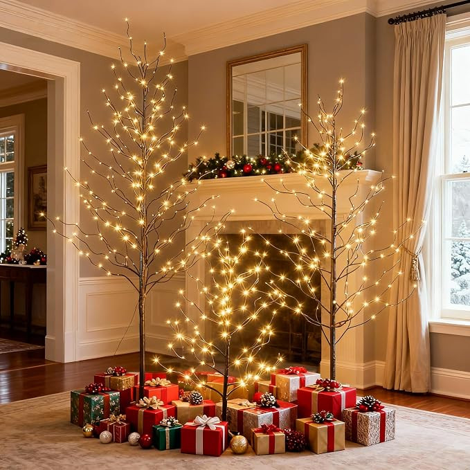Lightshare Set of 3 Star Light Trees Christmas Decorations, Including 3 feet, 5 feet, and 6 feet,... | Amazon (US)