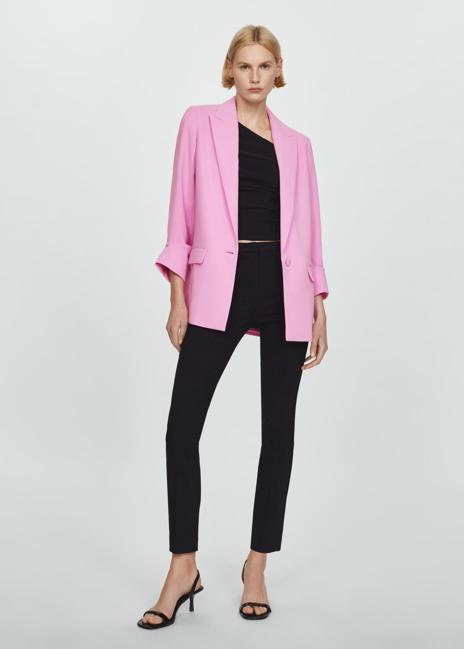 Tailored jacket with turn-down sleeves - Women | MANGO USA | Mango (US/MX/AU)