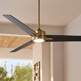 60" Monte Largo Soft Brass LED Ceiling Fan with Remote Control | www.lampsplus.com | Lamps Plus