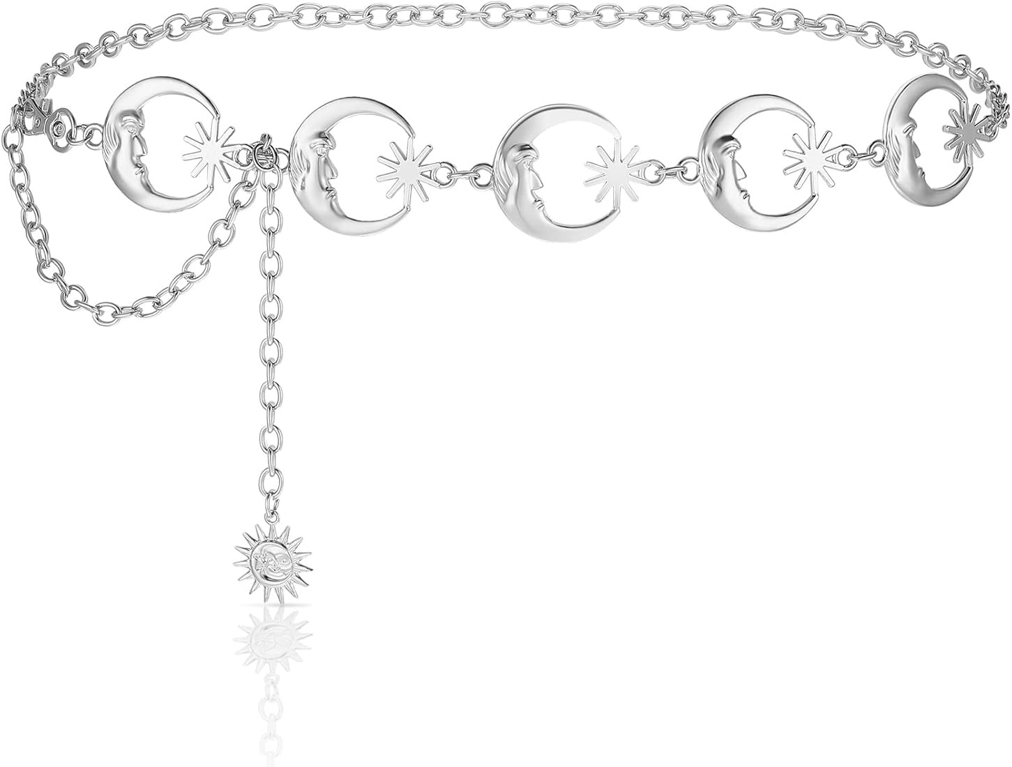 Waist Chain Belt for Women Multiple Moon Star Body Chain Metal Women's Chain Belts Dress Goth Bel... | Amazon (UK)