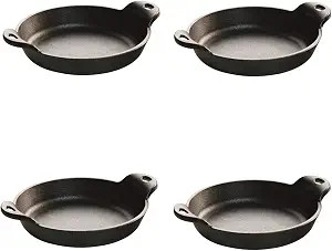 Lodge griddles Heat-Treated Cast Iron 14 Ounce Round Mini Server, Set of 4 | Amazon (US)