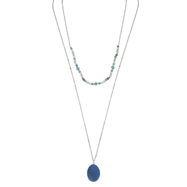 The Pioneer Woman - Women's Jewelry, Silver-Tone Beaded and Semi-Precious Layered Necklace | Walmart (US)