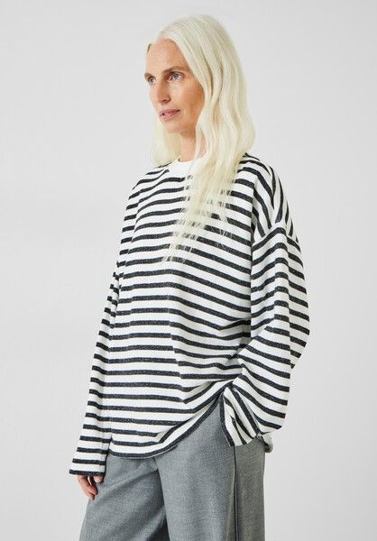 Aluna Brushed Striped Oversized Top | Hush UK