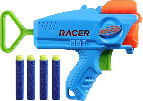 NERF Elite Junior Racer Easy Play Dart Blaster, 4 Nerf Elite Darts, Nerf Blaster Outdoor Toys, fo... | Amazon (US)