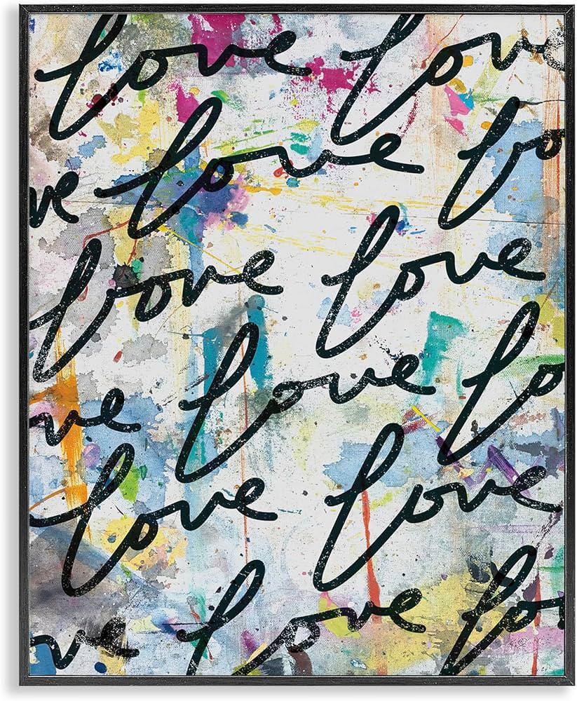 Stupell Industries Love Words Pattern Framed Giclee Art Design by Kent Youngstrom | Amazon (US)