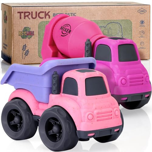 Toddler Toys for 1 Year Old Girl, Dump Truck Toys and Mixer Cement, BPA Free, Phthalates Free, PVC, Outdoor Toys for Toddlers 1-3, Ideal Toy Cars for 1 2 3 4 Year Old Girls Christmas Birthday Gift | Amazon (US)