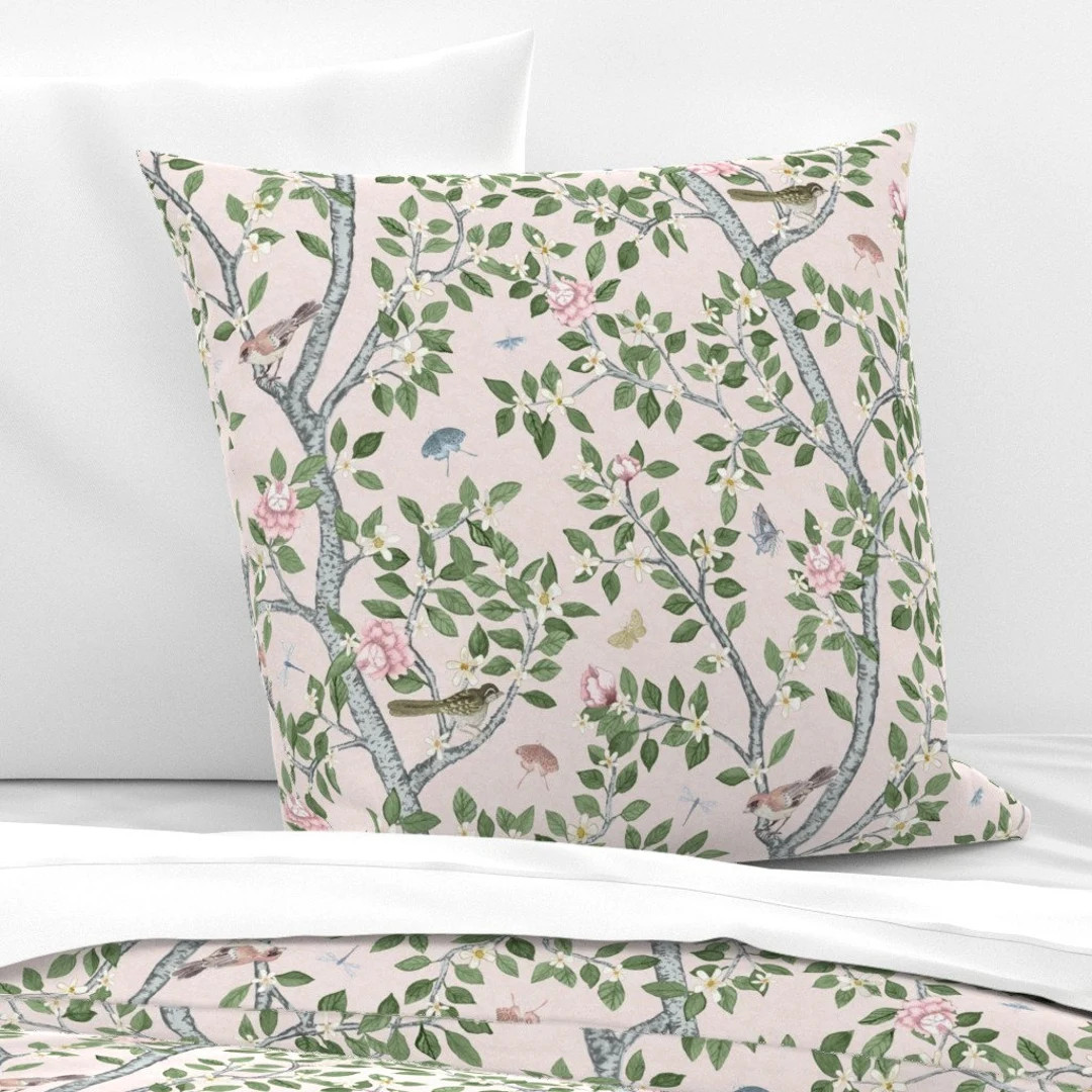 Pink Chinoiserie Pillow Sham - Climbing Citrus Grove by danika_herrick - Vintage Floral Cotton Sa... | Etsy (US)