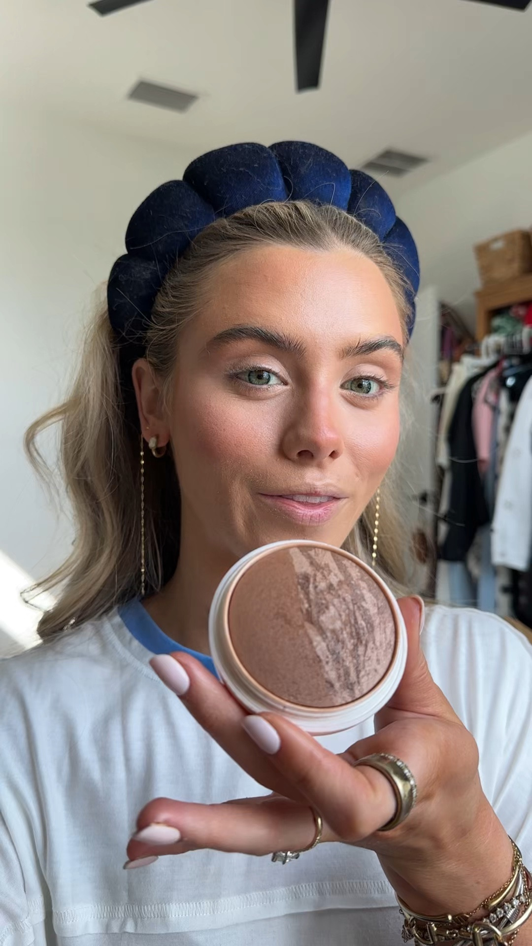 Dibs beauty my code is SLOANE. My favorite product is the dibs beauty baked bronzer in shade Carmel cappuccino but I also love spiced chai. Awaken sun-kissed skin with DIBS Beauty's Duet Baked Bronzer, a talc-free duo with jojoba, macadamia & hibiscus oil for a bronzed, blurred rolling glow @dibsbeauty      @ulta 

#LTKselfcare #LTKBeauty #LTKgrwm