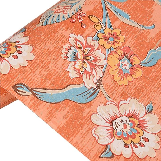GLOW4U Orange Vintage Floral Contact Paper Retro 70s Country Peel and Stick Flower Wallpaper for ... | Amazon (US)