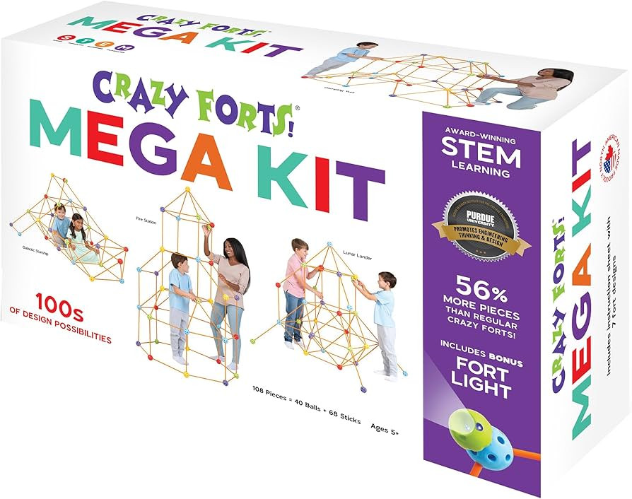 Crazy Forts Everest Mega Kit - 108pc Rod & Ball Fort Building Set, Bonus Light Ball, Indoor-Outdo... | Amazon (US)
