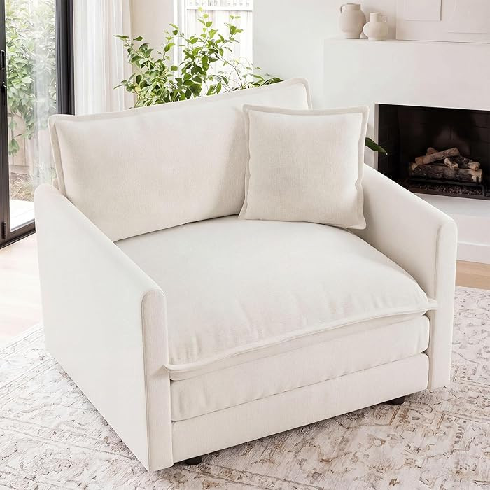Oversized Accent Chair, 41" Reading Nook Chair with 1 Pillow, Single Seat Chenille Upholstered Co... | Amazon (US)