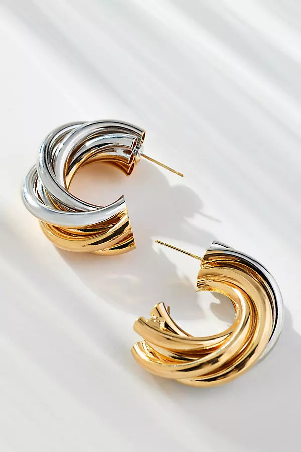 Two-Tone Layered Hoop Earrings | Anthropologie (US)