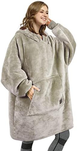Oversized Wearable Blanket Hoodie Sweatshirt, Comfortable Sherpa Lounging Pullover for Adults Men... | Amazon (US)