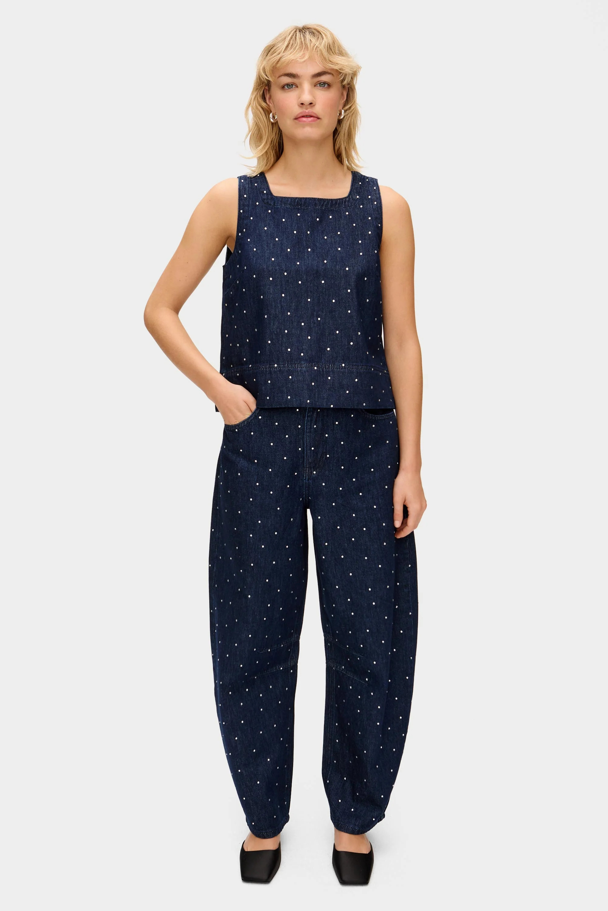 ALIGNE Diamante Denim Top - Indigo | MEG | Aligne UK