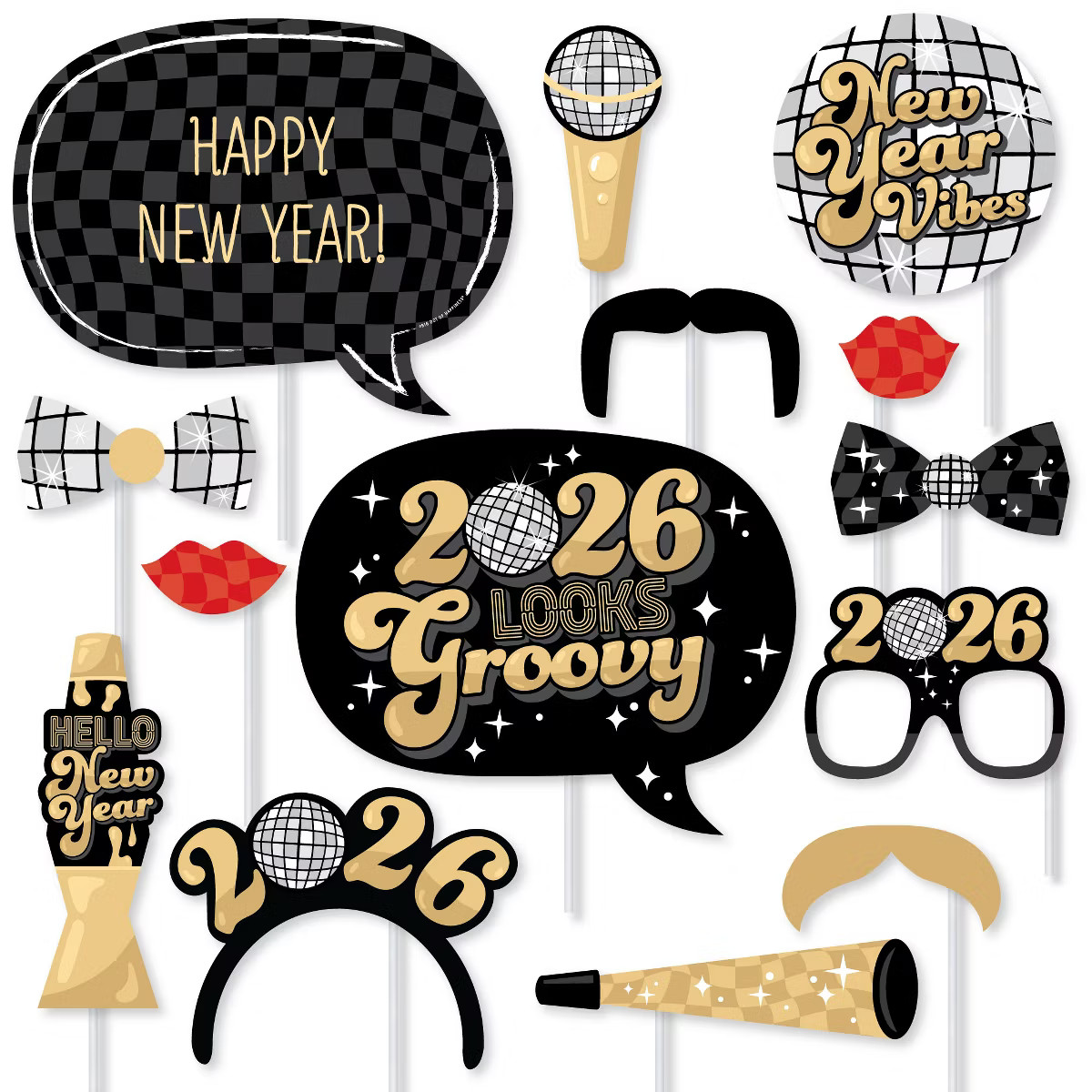 Big Dot of Happiness Disco New Year - Groovy 2026 NYE Party Photo Booth Props Kit - 20 Count | Target