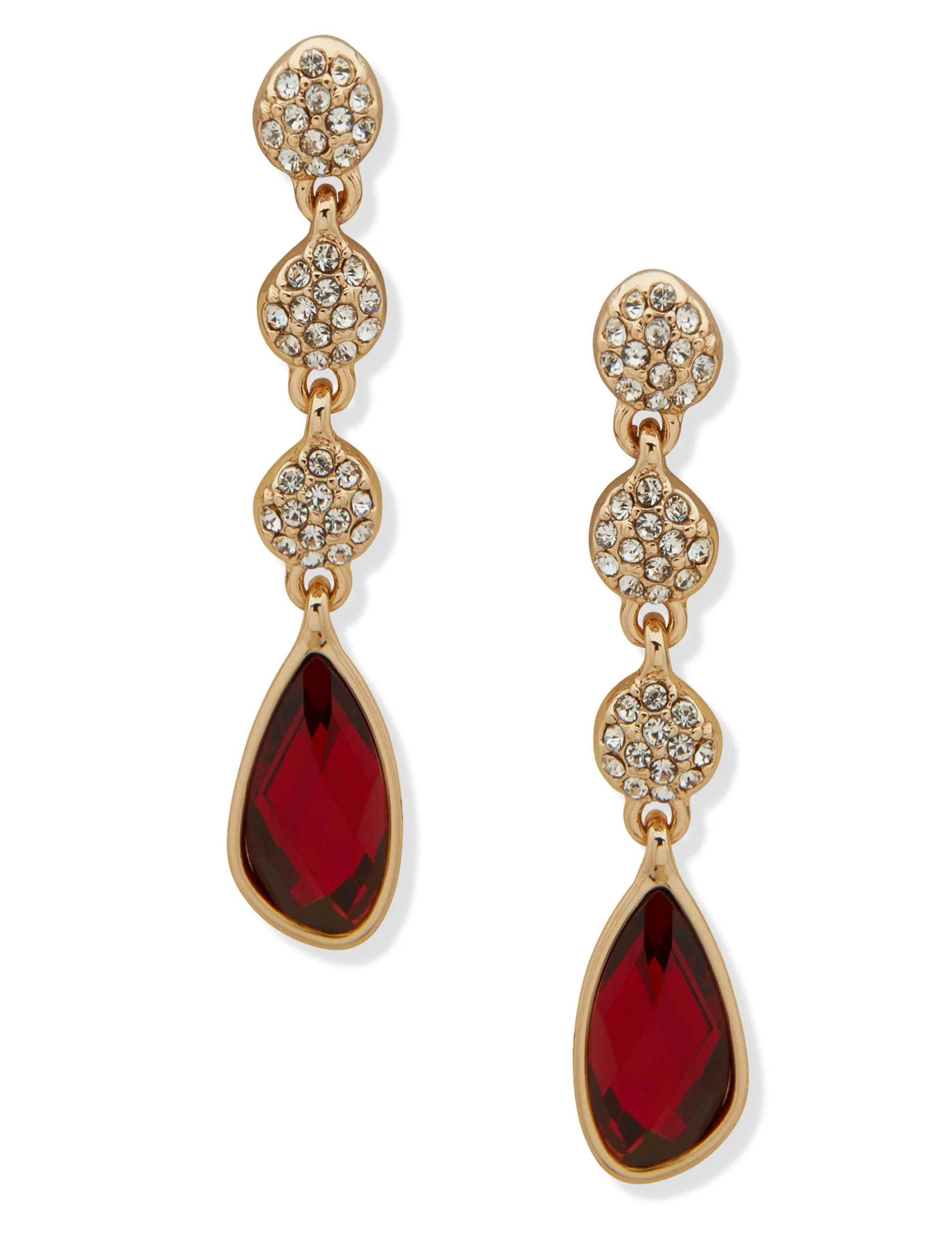 Linear Station Earring - Gold/Siam | Anne Klein