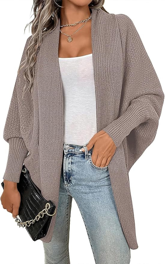 Pink Queen 2023 Fall Cardigan Sweaters for Women Oversized Chunky Kimono Slouchy Wrap Batwing Sle... | Amazon (US)