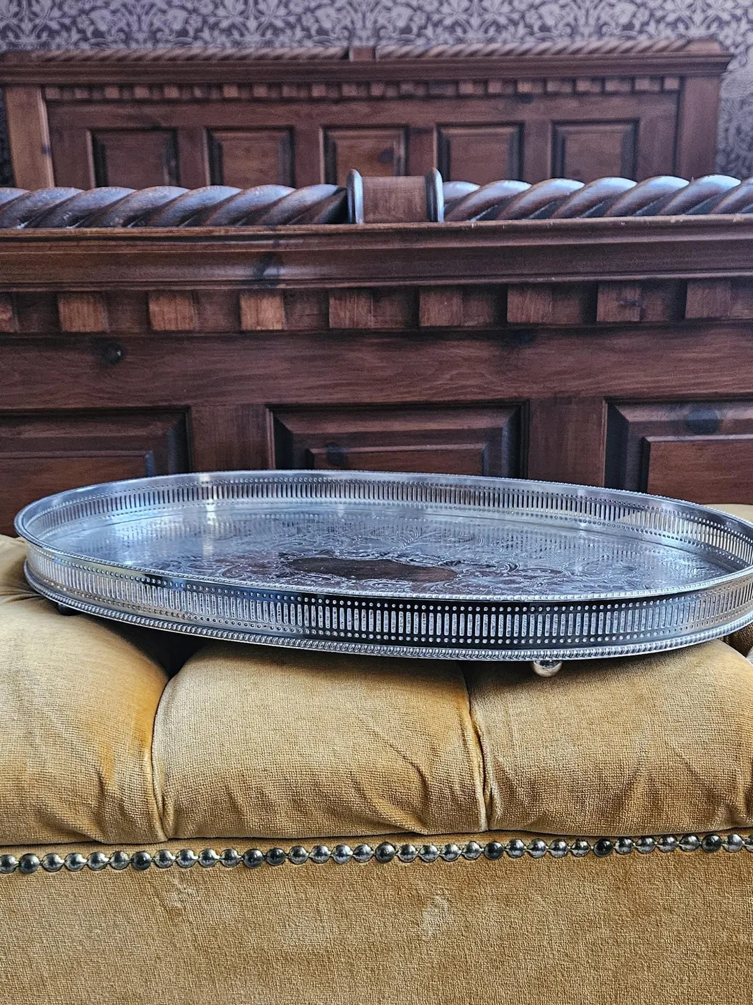 Vintage Silver-plated Oval Serving Tray ~ Circa 1950 - Etsy | Etsy (US)