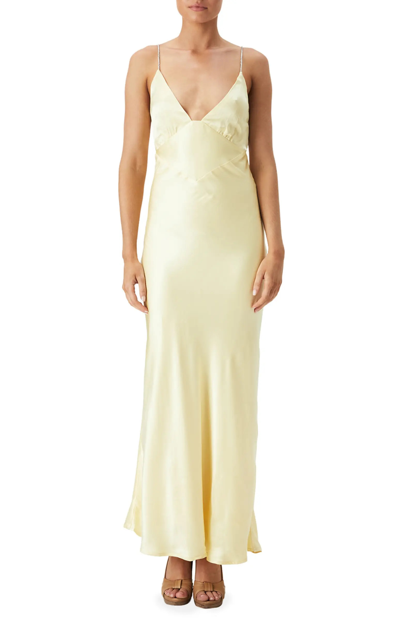 Bardot Capri Diamanté Strap Satin Slip Dress | Nordstrom | Nordstrom