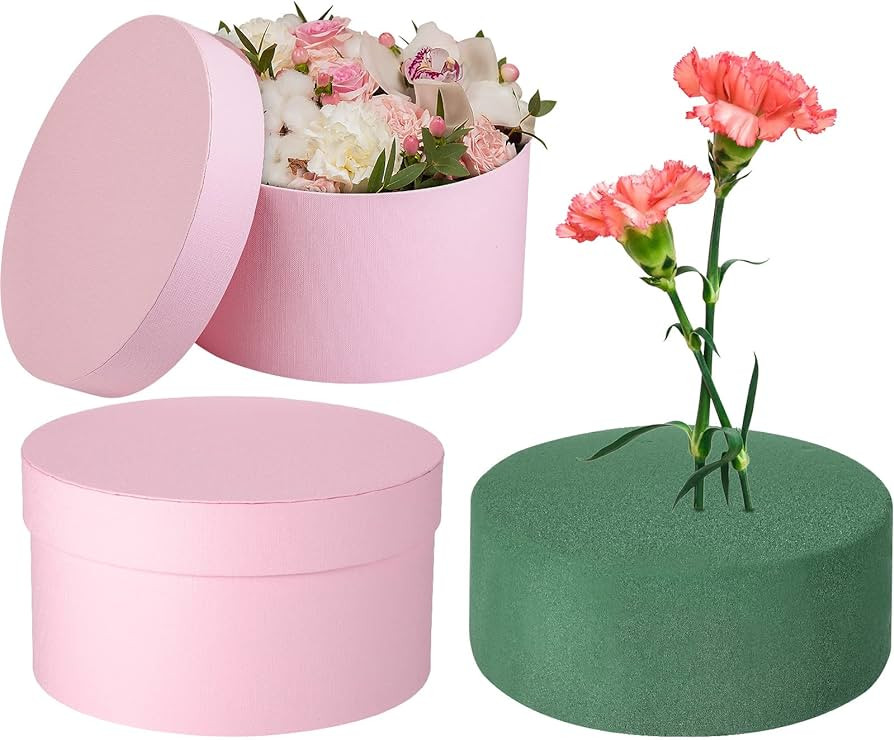 Nuenen Round Gift Boxes with Lids and Floral Foam Set Round Flower Boxes Flower Arrangements Supp... | Amazon (US)