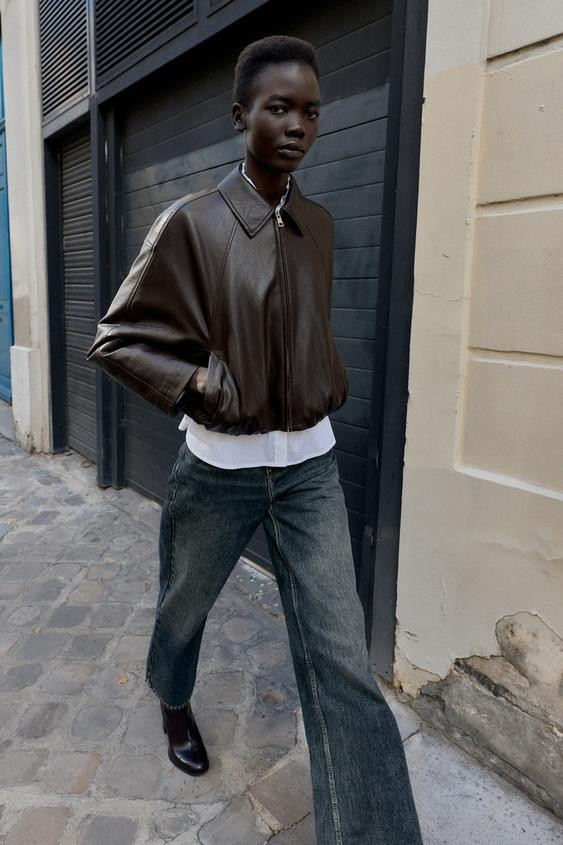 FAUX LEATHER BOMBER JACKET | Zara US