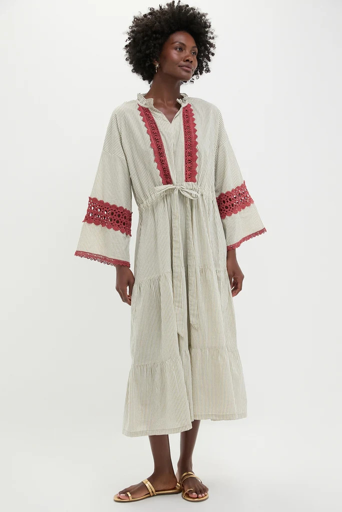 Embroidered Desert Striped Carmel Caftan | Tuckernuck (US)