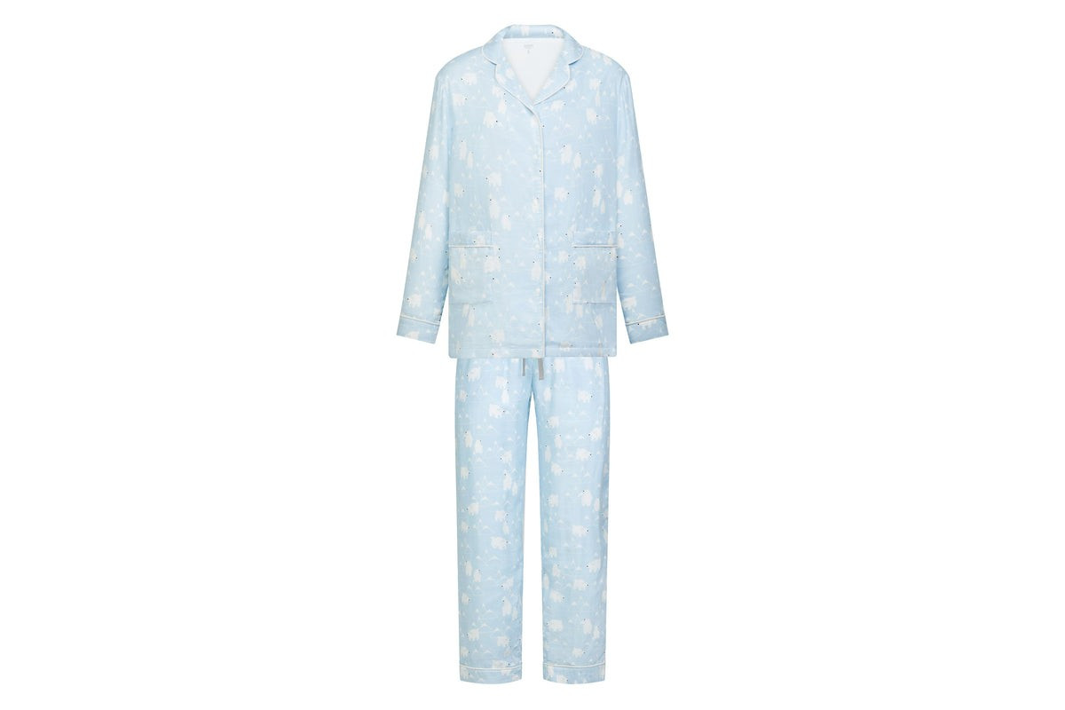 Women's Bamboo Long sleeve Button-up PJ Set - Snowy Peaks | Nest Designs