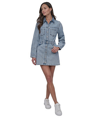 Women's Button-Down Long-Sleeve Denim Dress | Macy's