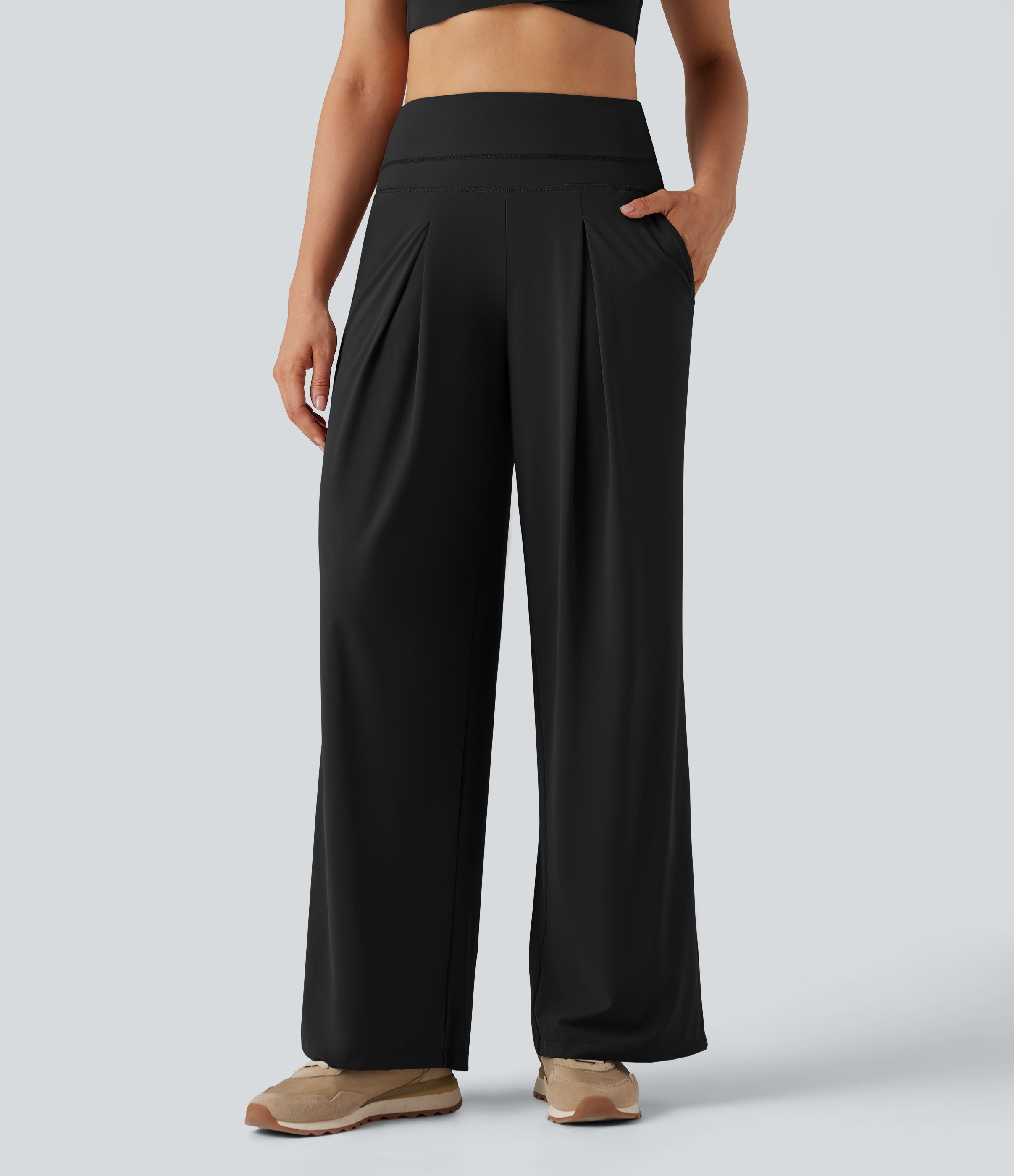 Halara Halara UltraSculpt™ High Waisted Yoga Wide Leg Pants with Pockets - Black - XS(regular) | HALARA