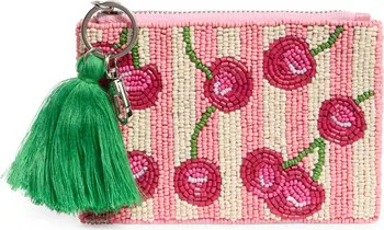 Stripe Cherry Beaded Coin Pouch | Nordstrom Rack
