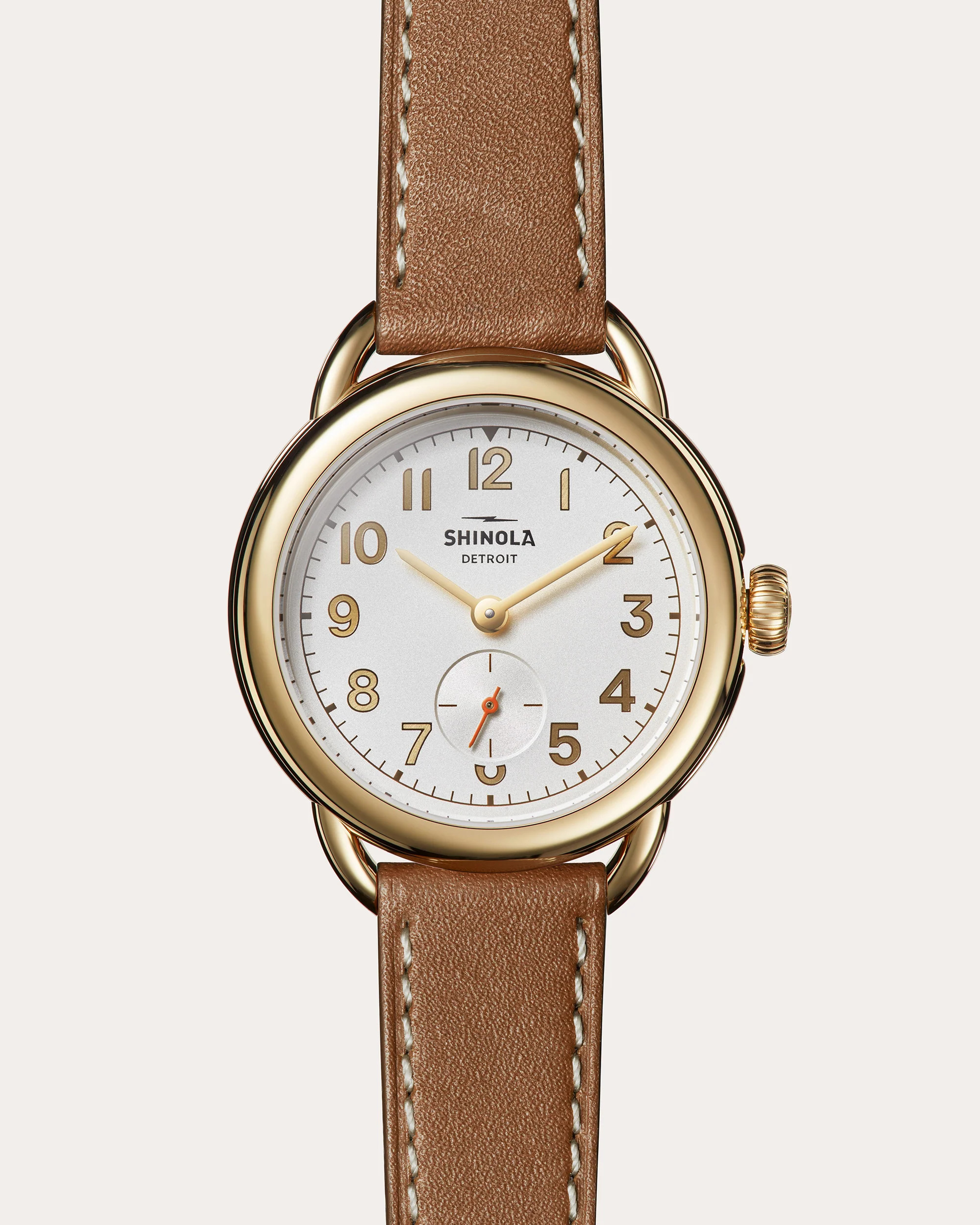Shinola Women's Runabout 36mm Tan Leather-Strap Watch in Light Silver | Olivela