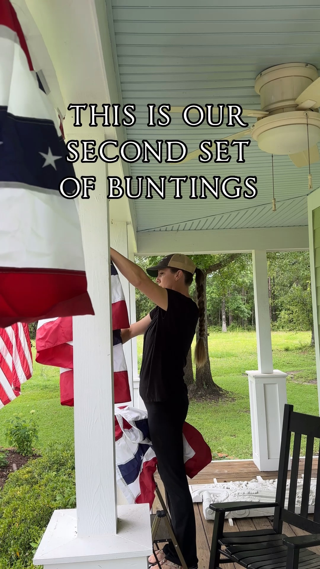 Memorial Day through July 4th we keep our American Flag buntings up.  We just love the classic, traditional look on a southern front porch.  Don’t you?

#LTKHome #LTKSeasonal #LTKVideo