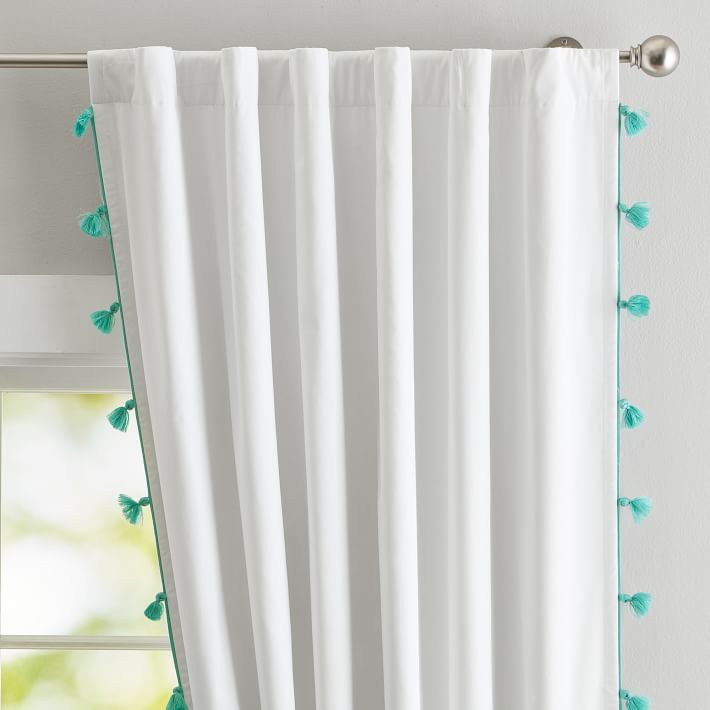 Tassel Blackout Curtain | Pottery Barn Teen