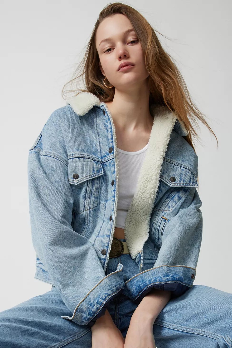 Levi’s® '90s Denim Sherpa Fleece Trucker Jacket | Urban Outfitters (US and RoW)
