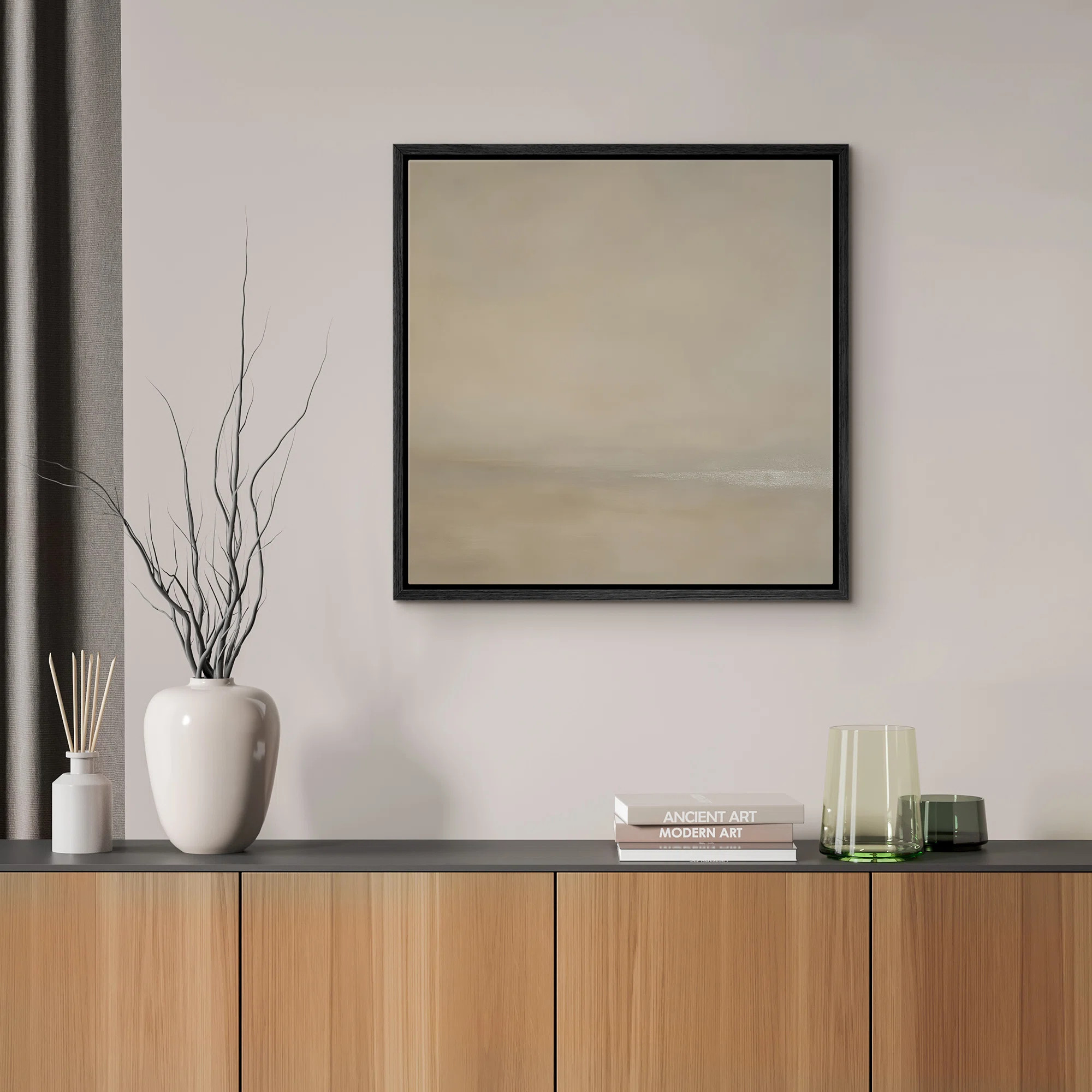 Framed Canvas Wall Art Abstract Print for Neutral Decor | Wayfair North America